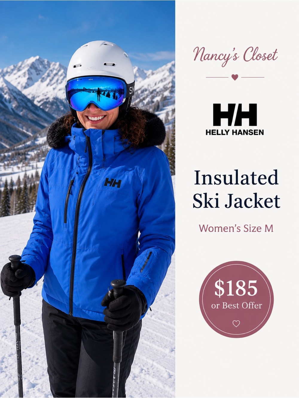 Helly Hansen Women's Insulated Ski Jacket - Royal Blue with Black Trim